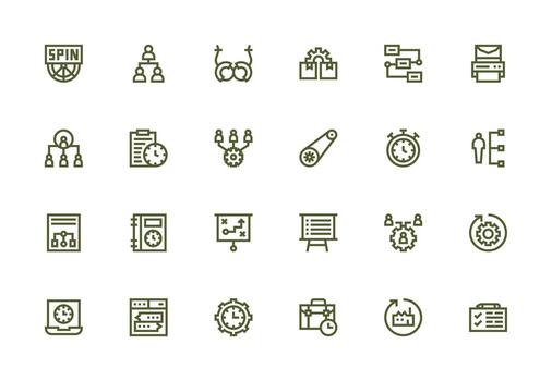 24 grueso línea línea íconos para flujo de trabajo gráficos icono conjunto para web vector