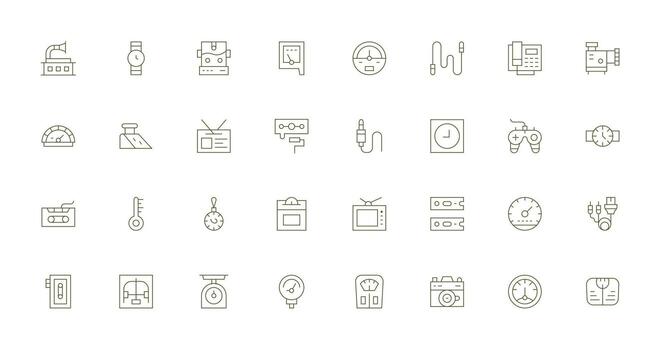 32 Thin Line Designs for Analog Icons High-Resolution Icons for Any Platform vector