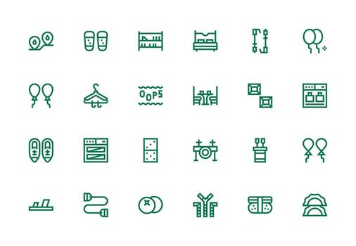 24 grueso línea línea estilo íconos desde dos colección icono conjunto para web vector