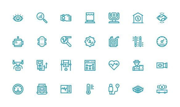 supervisión icono conjunto con 28 negrita línea gráficos moderno línea y glifo icono serie vector