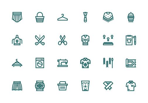 24 grueso línea línea vectores para tela tema flexible icono sistema para web interfaces