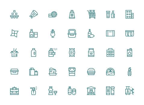 35 Regular Clean Line Style Icons from Packaging Collection Clean Set for Layout Prototypes vector