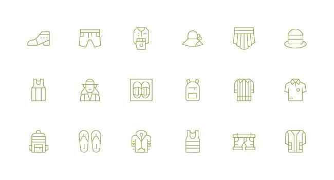 18 Casual Icons in Minimal Line Aesthetic Complete Icon Bundle for Web Design vector