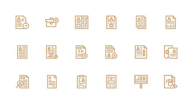 Strong Stroke Line Icons from Resume Set with 18 Vectors Fully Editable Icon Set for Web