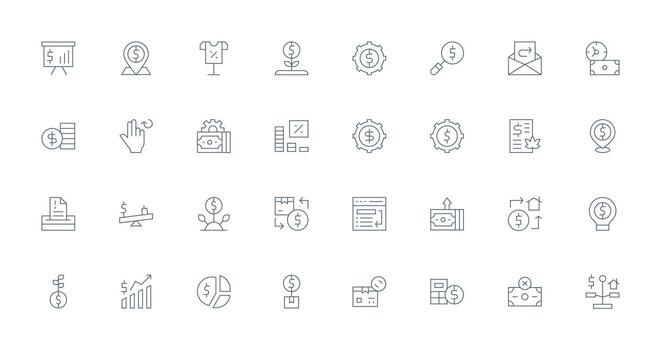 32 Thin Line Icons for Return Graphics Complete Icon Set for Mobile Apps vector