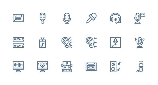 Sound Recording Visual Pack containing 18 Strong Stroke Line Icons Scalable Icons for Cross-Platform Interfaces vector