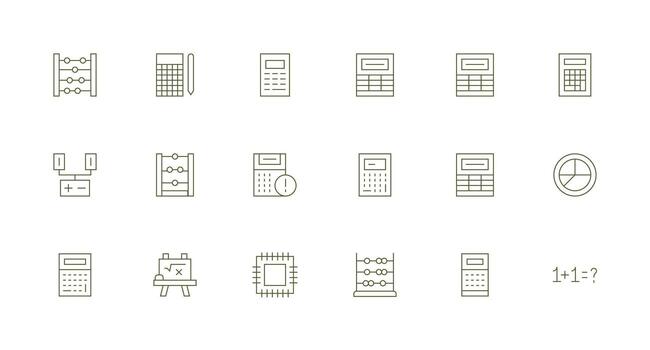 18 Minimal Line Vectors for Arithmetic Theme Professional Icon Set