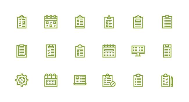 18 Tareas íconos en fuerte carrera línea estético alta resolución íconos para ninguna plataforma vector