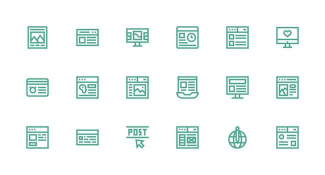 18 fuerte carrera línea íconos para Blog gráficos íconos construido para visual consistencia paquete vector