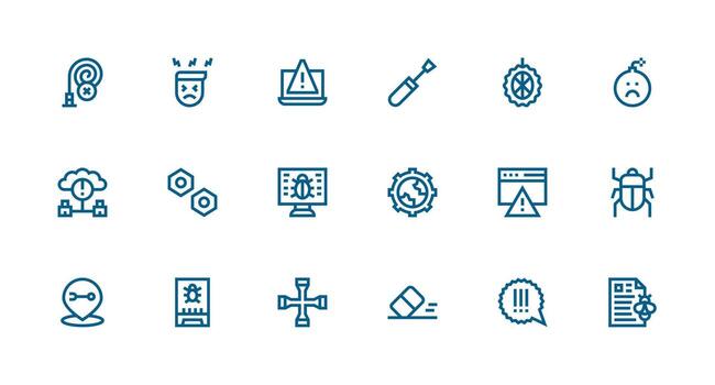 Fix Visual Pack containing 18 Strong Stroke Line Icons Complete Icon Set for Mobile Apps vector