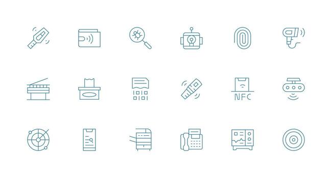 18 Minimal Line Style Icons from Scanning Collection Scalable Icon Pack vector