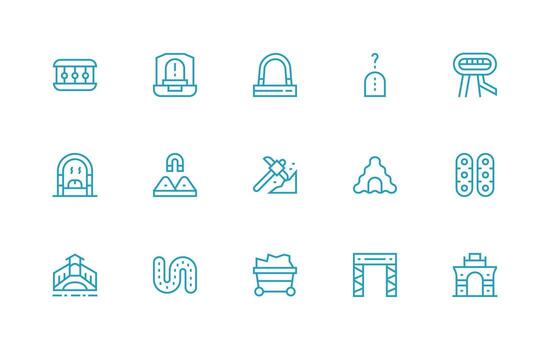 túnel conjunto con 15 regular línea íconos basado en temas icono paquete vector