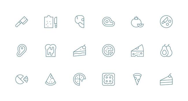 Slice Design Icons featuring 18 in Minimal Line Style Core Icon Collection for Daily Tasks vector