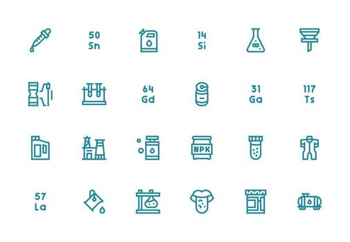 Thick Line Line Icons from Chemical Set with 24 Vectors Scalable Icons for Cross-Platform Interfaces