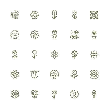 medio carrera contorno íconos desde pétalo conjunto con 25 vectores íconos construido para visual consistencia paquete