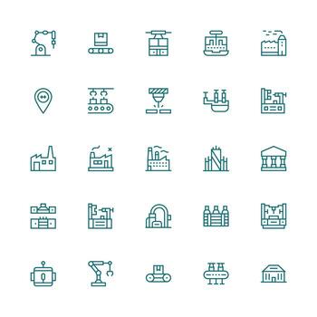 25 Medium Stroke Outline Icons for Factory Graphics Functional Icon Series vector
