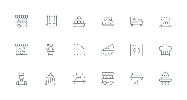 18 Minimal Line Vectors for Catering Theme Neatly Designed Icons for Web Platforms