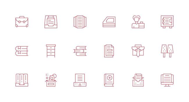 Minimal Line Style Documents Icons with 18 Vectors UI-Ready Icon Collection