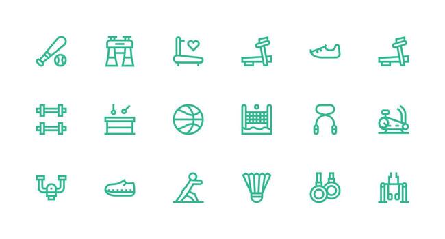 Physical Activity Icon Collection with 18 Strong Stroke Line Designs Well-Structured Icons for Creative Use vector