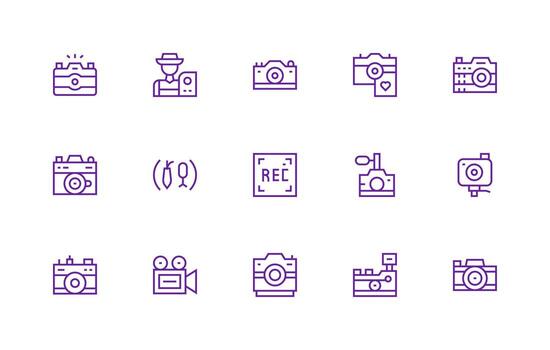 Capture Set with 15 Regular Line Icons Scalable Icons for Cross-Platform Interfaces vector