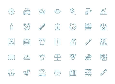 35 íconos para línea en ligero línea formato interfaz icono colección para diario proyectos vector