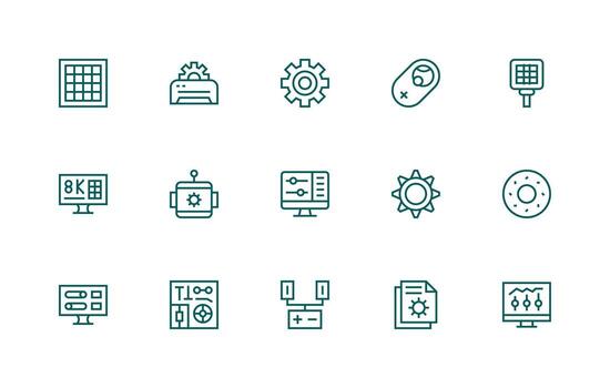 Settings including 15 Regular Line Illustrations Complete Icon Set for Mobile Apps vector