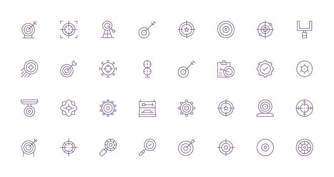 Objective Visual Pack containing 32 Thin Line Icons Organized Glyph Icons for Fast Design vector