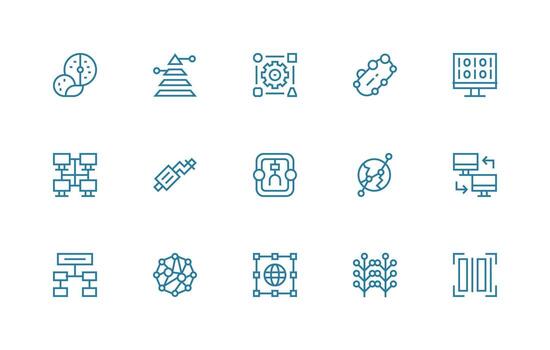 15 Icons for Data Flow in Regular Line Format Detailed Icon Collection for Design Systems vector