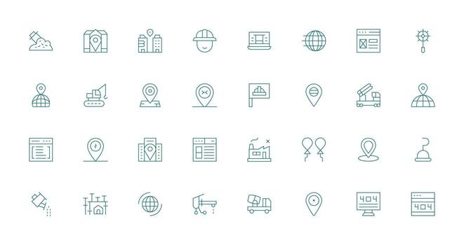 32 íconos para sitio en Delgado línea formato web y aplicación icono paquete colección vector