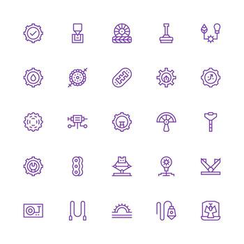 25 Medium Stroke Outline Vectors for Mechanism Theme Balanced Icon Set for Functional Design