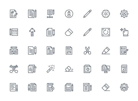 35 Icons for Edit in Regular Clean Line Format Minimal Icon Pack vector