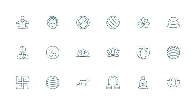 18 Icons for Yoga in Minimal Line Format Neatly Designed Icons for Web Platforms vector