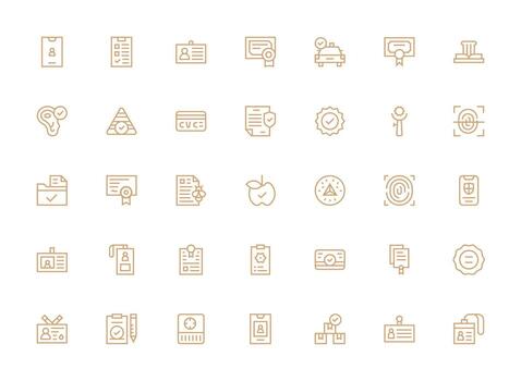 Verification Icon Set with 35 Regular Clean Line Graphics Line Icon Collection vector