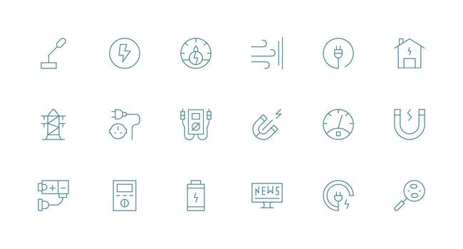 18 Icons for Current in Minimal Line Format Design Icon Pack vector