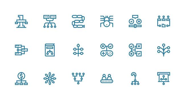 Flowchart Set with 18 Strong Stroke Line Icons Compact Icon Set vector