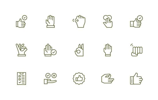 Confirm Visual Pack containing 15 Regular Line Icons Web Icon Collection vector