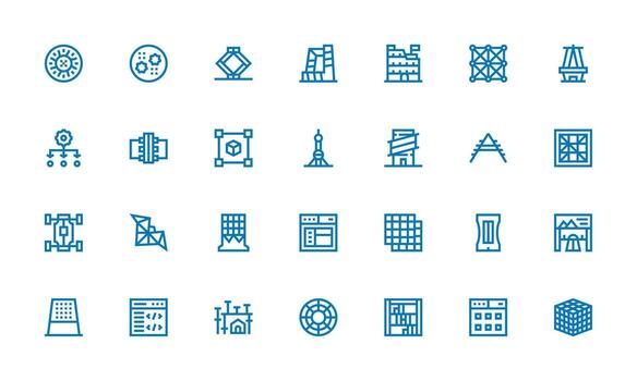 marco de referencia icono conjunto con 28 negrita línea gráficos plano icono conjunto vector