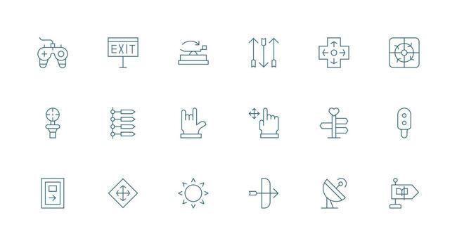 18 Minimal Line Style Icons from Directional Collection Pixel Perfect Icon Set vector
