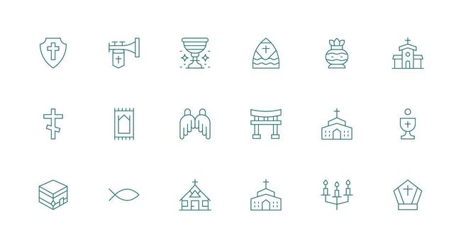 18 Minimal Line Style Icons from Holy Collection Design Ready Icon Set for Teams vector