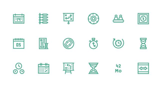 Timeline Icon Collection with 18 Strong Stroke Line Designs High-Resolution Icons for Any Platform vector