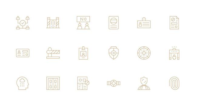 Access Control Set with 18 Minimal Line Icons Essential Icons for Rapid UI Building vector