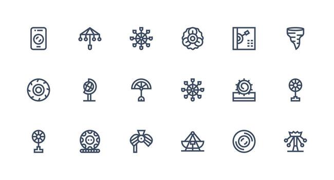 18 Strong Stroke Line Style Icons from Rotating Collection Icon Set for Apps vector
