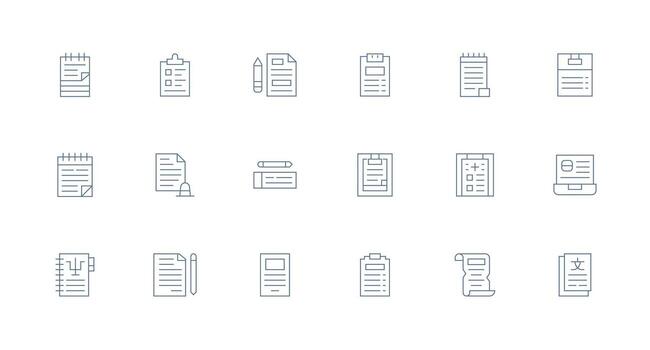 18 Minimal Line Style Icons from Notes Collection Full Icon Library for UI Designers vector