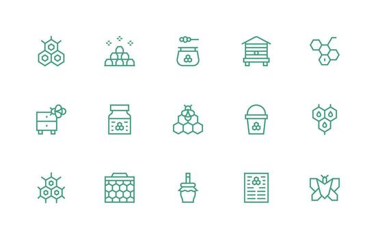 regular línea íconos desde panal conjunto con 15 vectores ligero icono serie