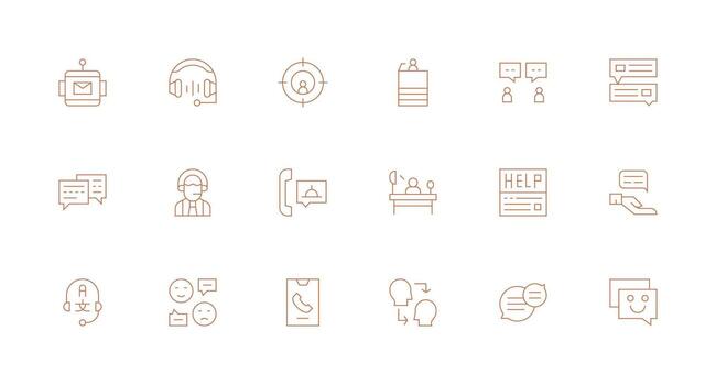 Customer Service Set with 18 Minimal Line Icons Icon Collection Set vector