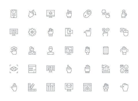 Ui featuring 35 Icons in Light Line Design Fully Editable Icon Set for Web vector