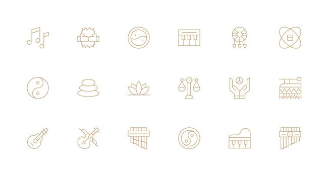 armonía presentando 18 íconos en mínimo línea diseño icono colección conjunto vector
