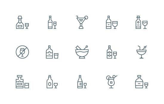 Spirits featuring 15 Icons in Regular Line Design Simplified Icon Pack for Visual Tools vector