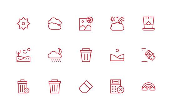 Clear Design Icons featuring 15 in Regular Line Style All Device Compatible Icon Set vector