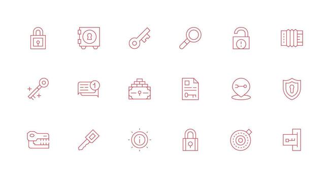 llave incluso 18 mínimo línea ilustraciones ui icono conjunto vector